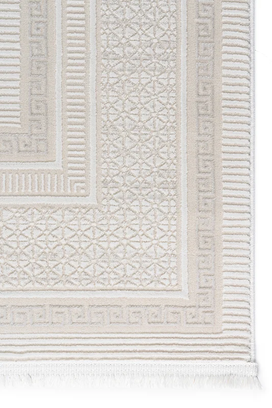 Krem Ekru 7109 Modern Klasik Soft Desen Yumuşak Toz Vermeyen Salon Oturma Odası Mutfak Halısı – 4. görsel