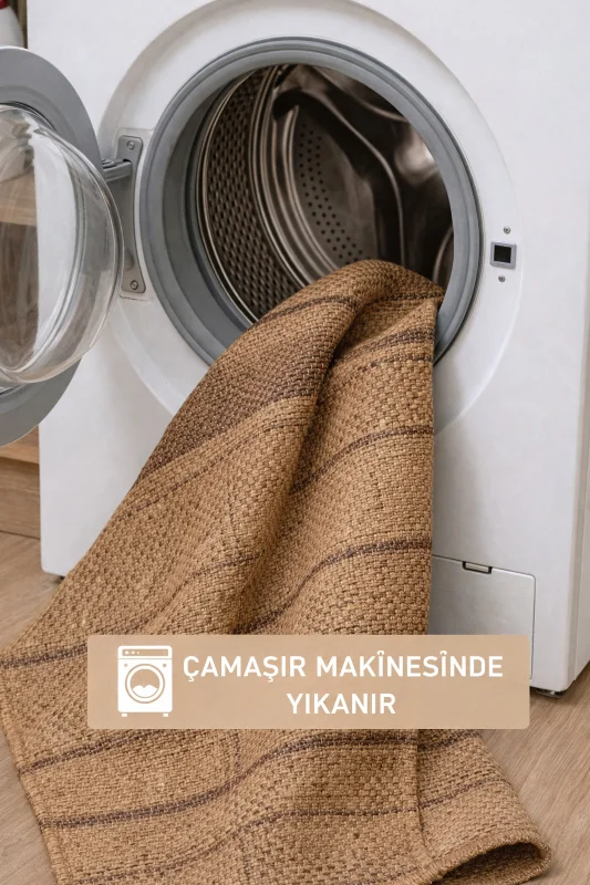 Jüt Sisal Özel Ölçü Kaymaz Tabanlı Yıkanabilir İç ve Dış Mekan Bahçe Balkon Koridor Mutfak Halısı – 3. görsel