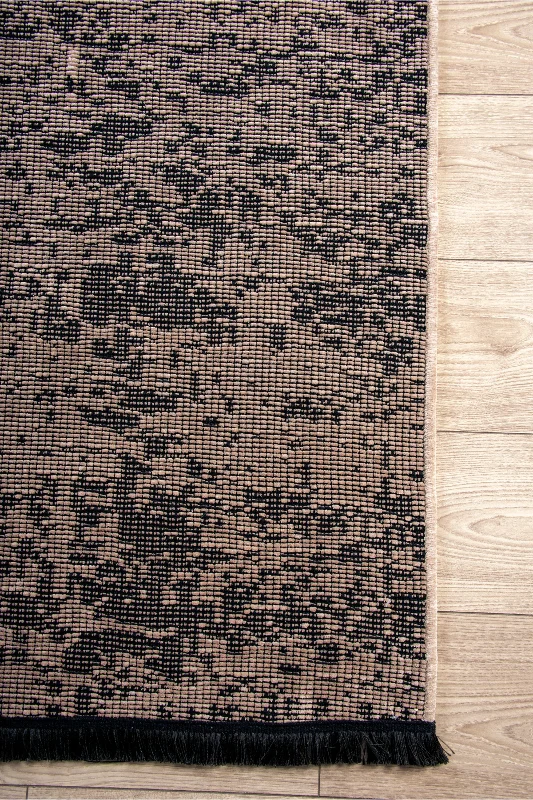 Bej Şönil Kilim Saçaklı Tozumayan Makinede Yıkanabilir Kaymaz Taban Halı Yolluk