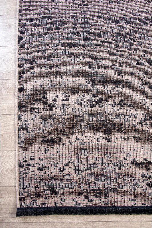 Bej Şönil Kilim Saçaklı Tozumayan Makinede Yıkanabilir Kaymaz Taban Halı Yolluk