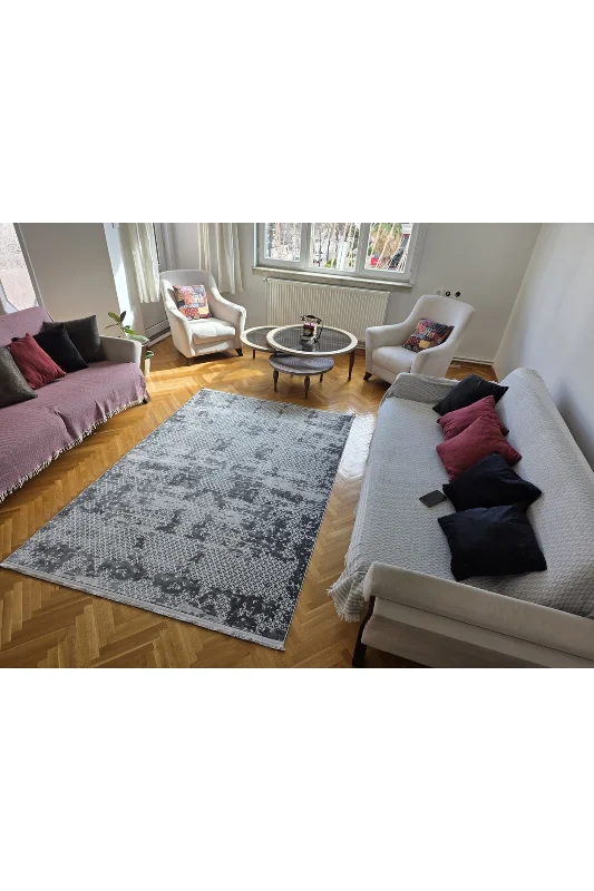 Gri Bambu Yumuşak Sık Dokuma Özel Kesim Salon Koridor Oturma Odası Halısı