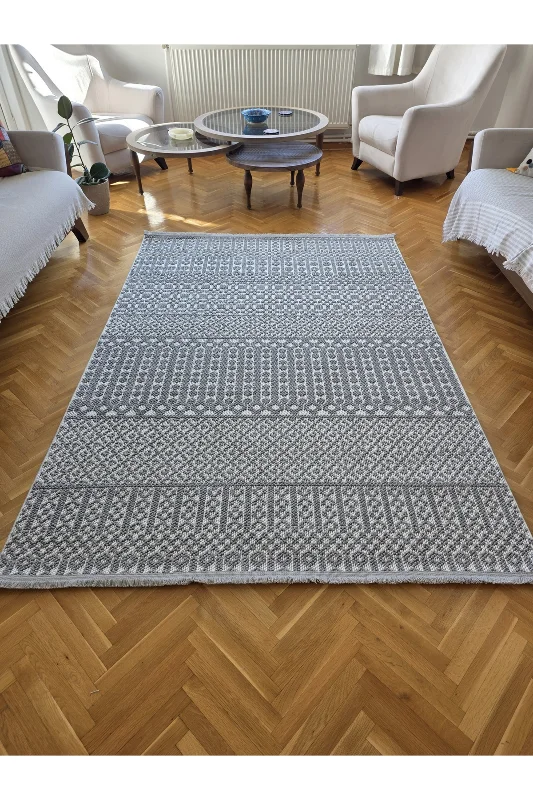 Enjoy 0223 Krem Gri İskandinav Sisal Bukle Yumuşak Özel Ölçü Salon Koridor Mutfak Halısı Yolluk