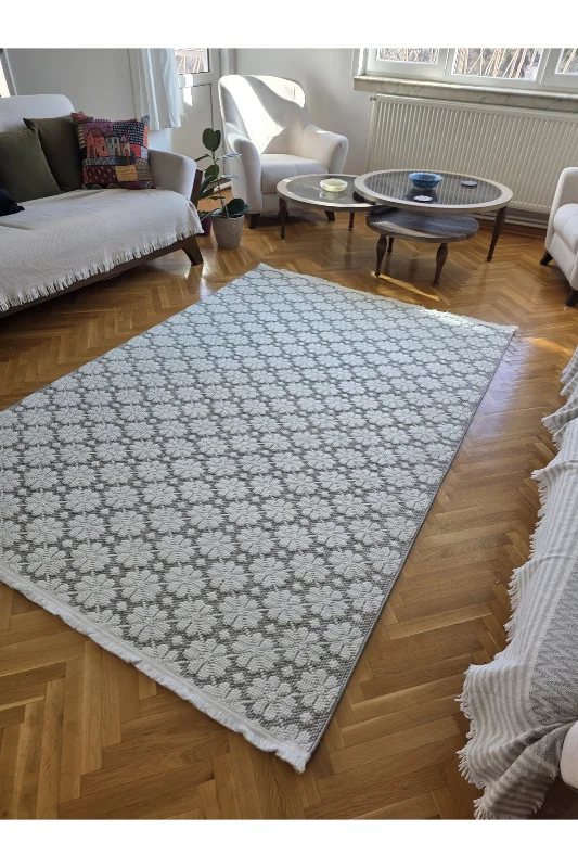 Enjoy 0221 Krem A.Gri İskandinav Sisal Bukle Yumuşak Özel Ölçü Salon Koridor Mutfak Halısı Yolluk
