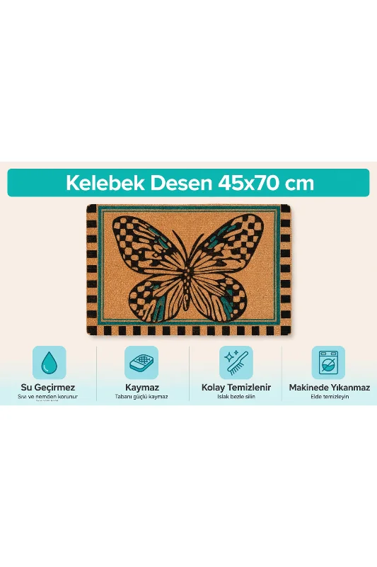 Coco CC020A Kelebek Desenli Kapı Önü Paspası 45x70