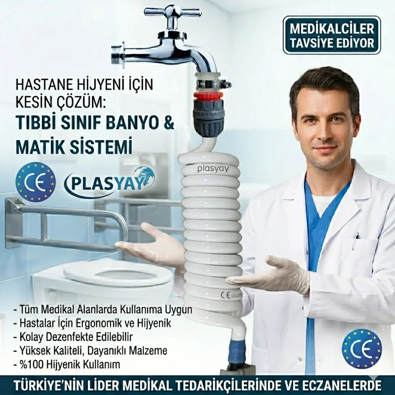Plasyay Spiral Wc Taharet Hortum Matik ve Wc Banyo Yıkama Kelepçe Adaptörlü Setler – 2. görsel