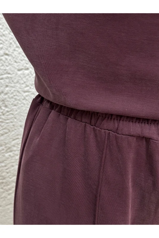 Arife Önü Robalı Yanı Düğmeli Pantolonlu Pike Takım-EY1006 Mürdüm – 4. görsel