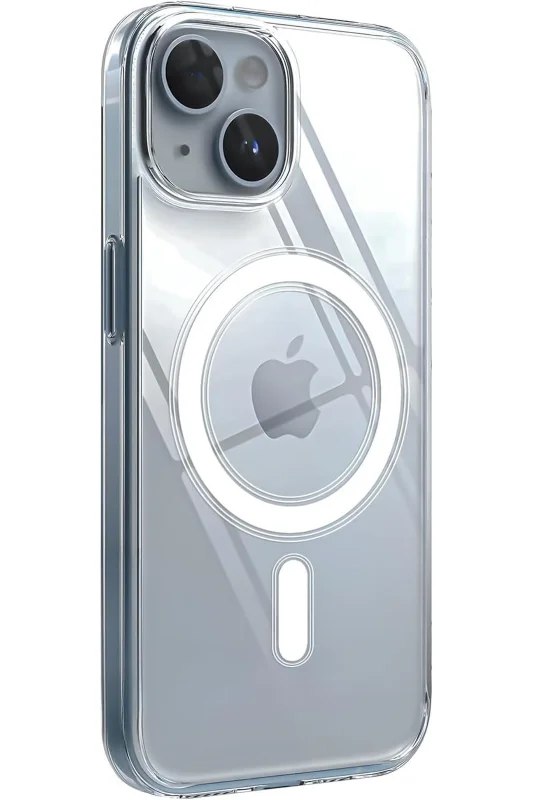 Apple iPhone 14/15 Plus uyumlu Magsafe Şarj Özellikli Şeffaf Sert PC SARARMAZ TelefonKılıfı