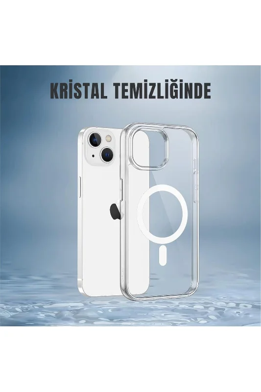 Apple iPhone 14 Pro uyumlu Magsafe Şarj Özellikli Şeffaf Sert PC SARARMAZ Telefon Kılıfı