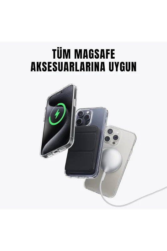 Apple iPhone 14 Pro uyumlu Magsafe Şarj Özellikli Şeffaf Sert PC SARARMAZ Telefon Kılıfı
