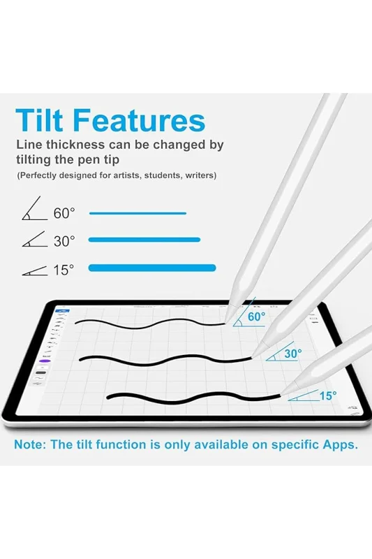 İpad Uyumlu Pen Palm Rejection Active Stylus Özel Yazı / Çizim Kalemi(3 Adet YEDEK UÇ)