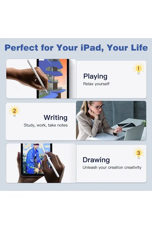 İpad 10.9 10.NESİL Uyumlu Eğimle Çizim Kalınlığı Değişen Stylus Kalem(3 Adet YEDEK UÇ)