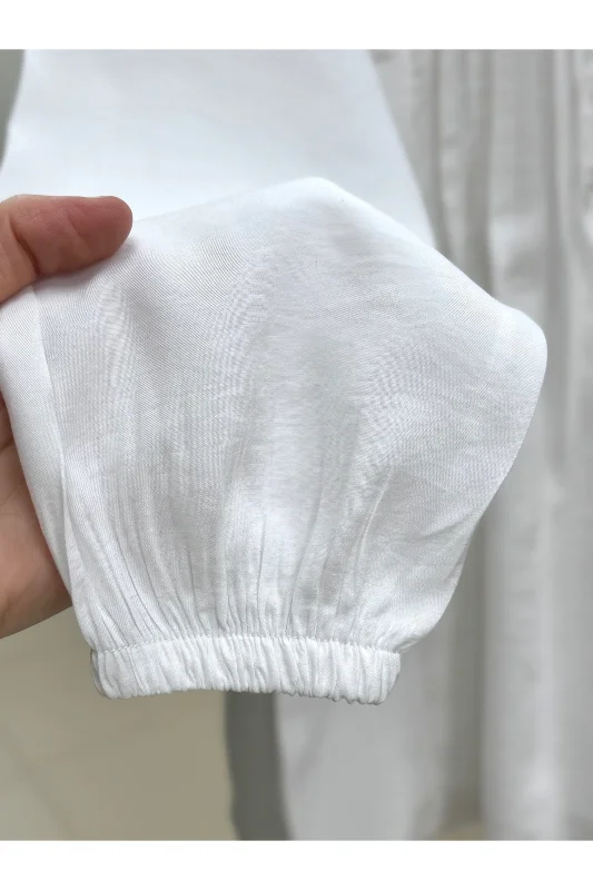Öykü Nervürlü Düğmeli Tunik-ZN2019 Beyaz – 4. görsel