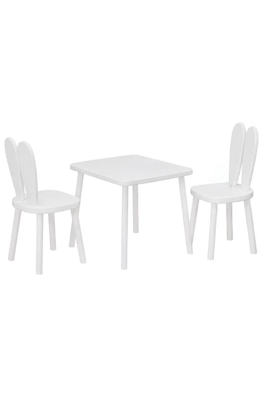 Full Beyaz Oyun Masası-Aktivite Masası-Çalışma Masası-Etkinlik Masası-Ahşap 1 Sandalyeli Çocuk Masa Sandalye Takımı – 3. görsel