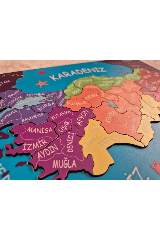 Türkiye Haritası Puzzle - Kabartmalı Türkiye Haritası ve Komşu Ülkeler, Denizler – 2. görsel