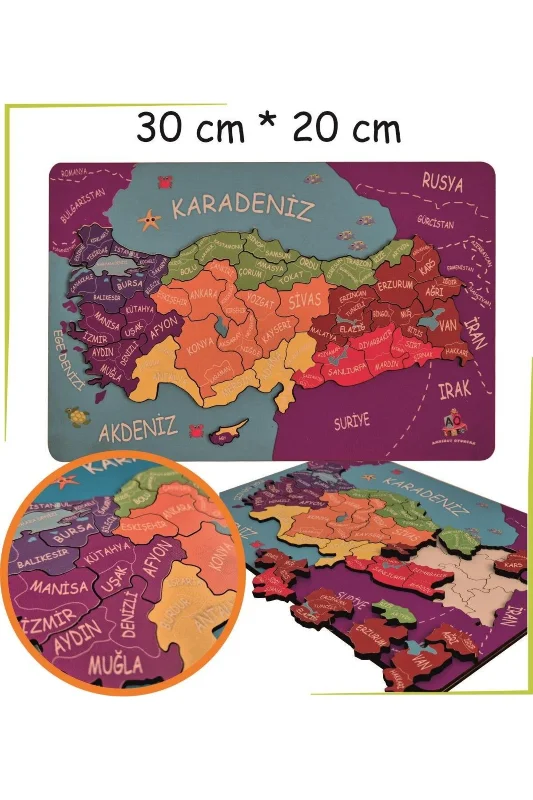 Türkiye Haritası Puzzle - Kabartmalı Türkiye Haritası ve Komşu Ülkeler, Denizler – 3. görsel