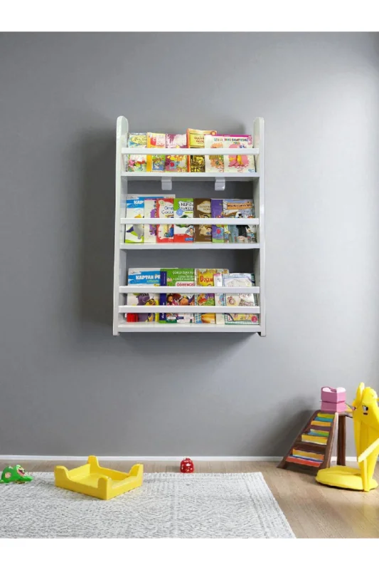 Carmen 3 Raflı Kitaplık - Çocuk Odası Eğitici Montessori Kitaplık 3 Raflı Bebek Odası Kitap