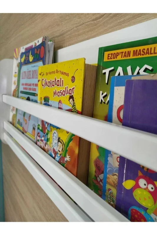 Safir Tek Raflı Kitaplık - Çocuk Odası Eğitici Montessori Kitaplık Tek Raflı Bebek Odası Kitaplık