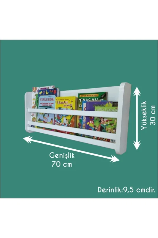 Safir Tek Raflı Kitaplık - Çocuk Odası Eğitici Montessori Kitaplık Tek Raflı Bebek Odası Kitaplık