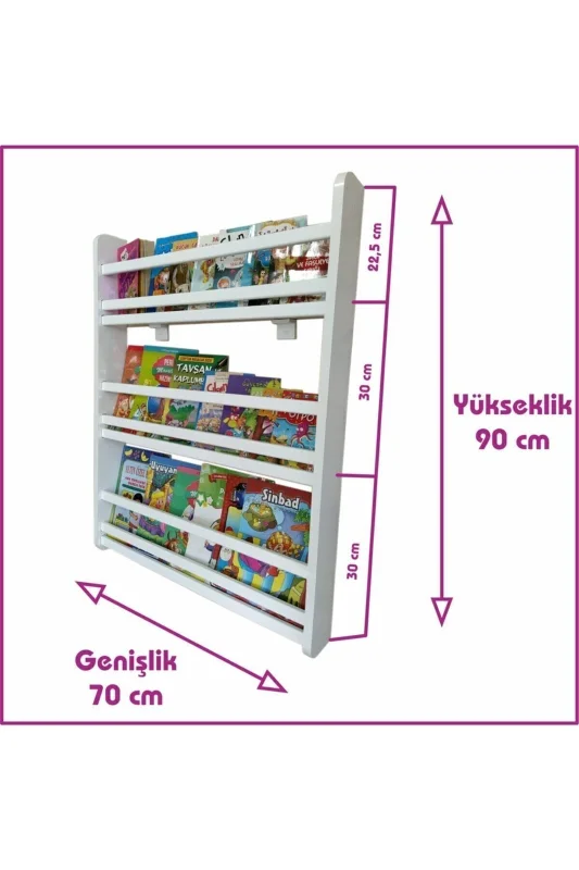 Safir 3 Raflı Kitaplık - Montessori Çocuk Odası Eğitici Kitaplık Raflı