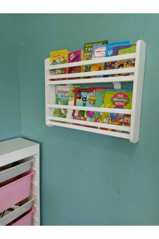 Safir 2 Raflı Kitaplık - Montessori Çocuk Odası Eğitici Kitaplık 2 Raflı - 70 Cm Genişlik