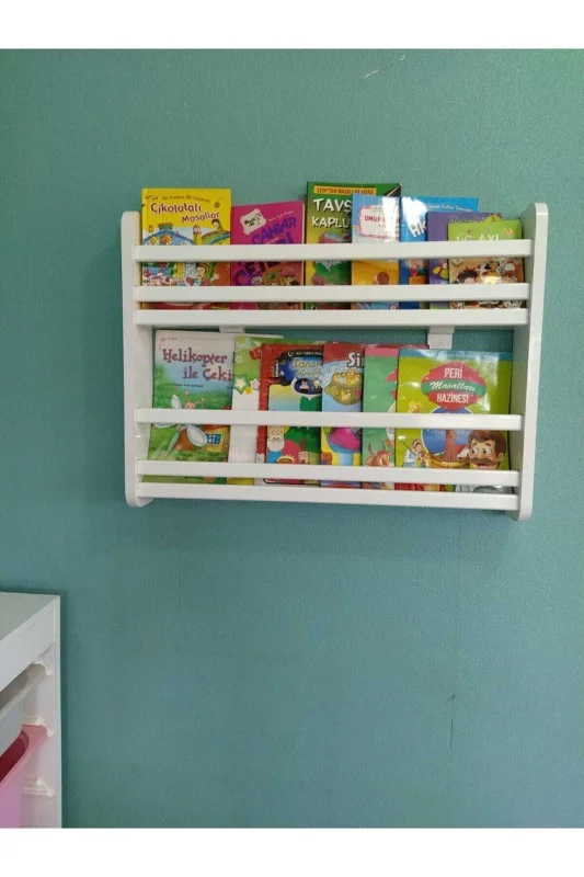 Safir 2 Raflı Kitaplık - Montessori Çocuk Odası Eğitici Kitaplık 2 Raflı - 70 Cm Genişlik