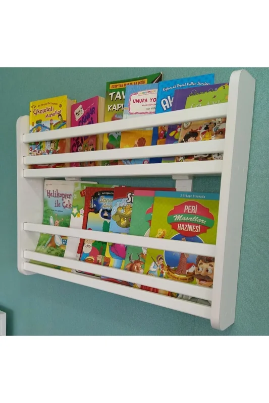 Safir 2 Raflı Kitaplık - Montessori Çocuk Odası Eğitici Kitaplık 2 Raflı - 70 Cm Genişlik