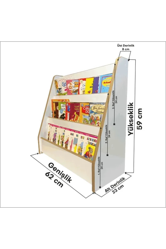 Melis 3 Raflı Kitaplık - Bebek Çocuk Oyun Odası Melis 3 Raflı Montessori Kitaplık