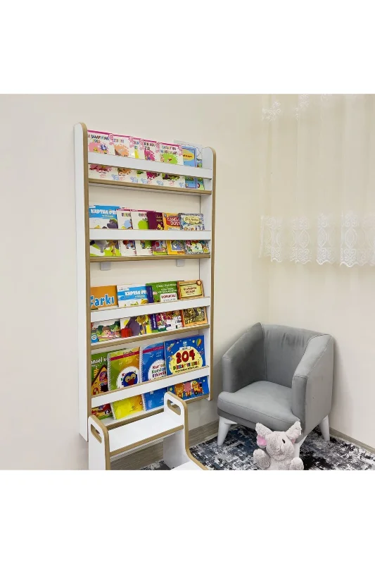 Natural 4 Raflı Kitaplık - Çocuk Odası Için Keşfet & Öğren Kitaplığı - 4 Raflı Montessori Kitaplık