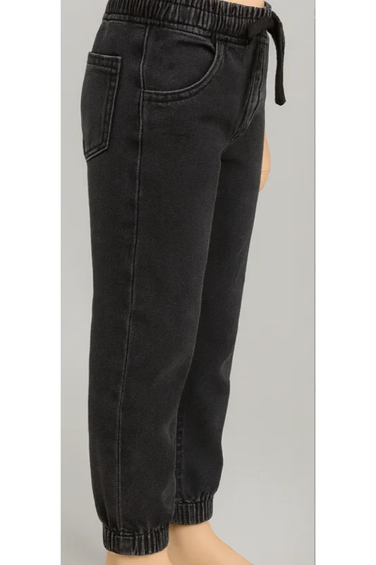 ENDİ&Cİ Erkek Çocuk Siyah Kot Pantolon Lastikli Paça – 2. görsel