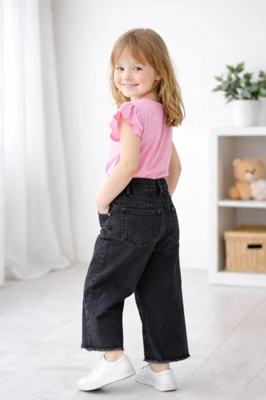 ENDİ&Cİ Kız Çocuk İspanyol Paça Siyah Kot Pantolon – 4. görsel