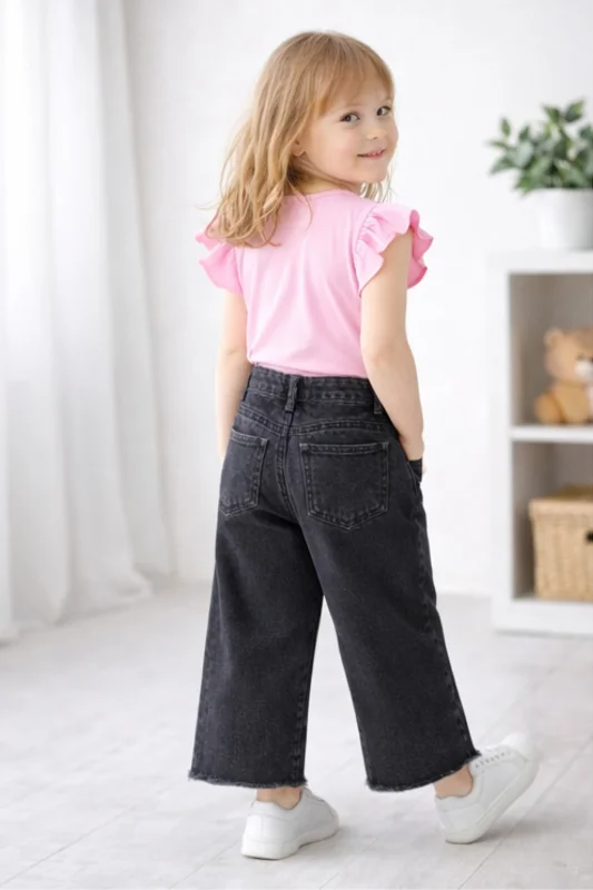 ENDİ&Cİ Kız Çocuk İspanyol Paça Siyah Kot Pantolon – 3. görsel