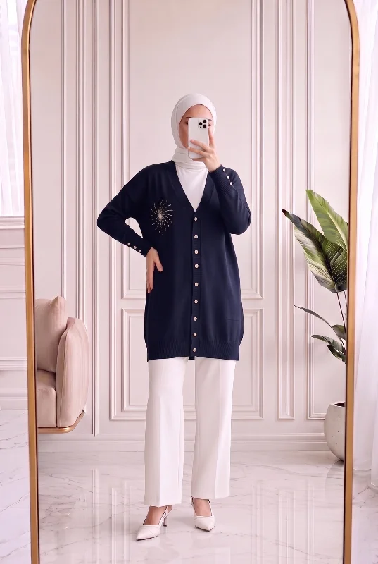 Sabifeza Güneş Taşlı Soğuk İp Hırka-SY3362 Mürdüm