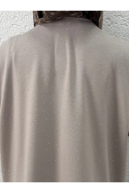 Meşe Altı Piliseli Taşlı Tunik-MF1894 Taş