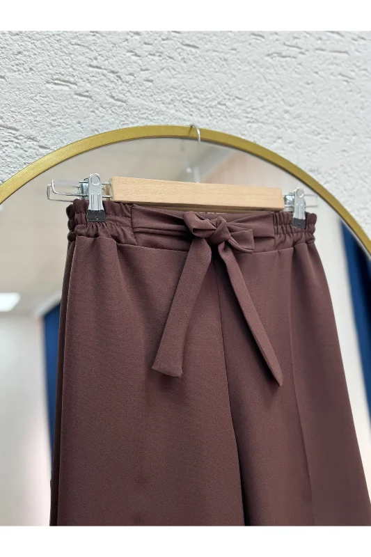Asu Kuşaklı Bol Paça Pantolon-MT1445 Kahve – 3. görsel