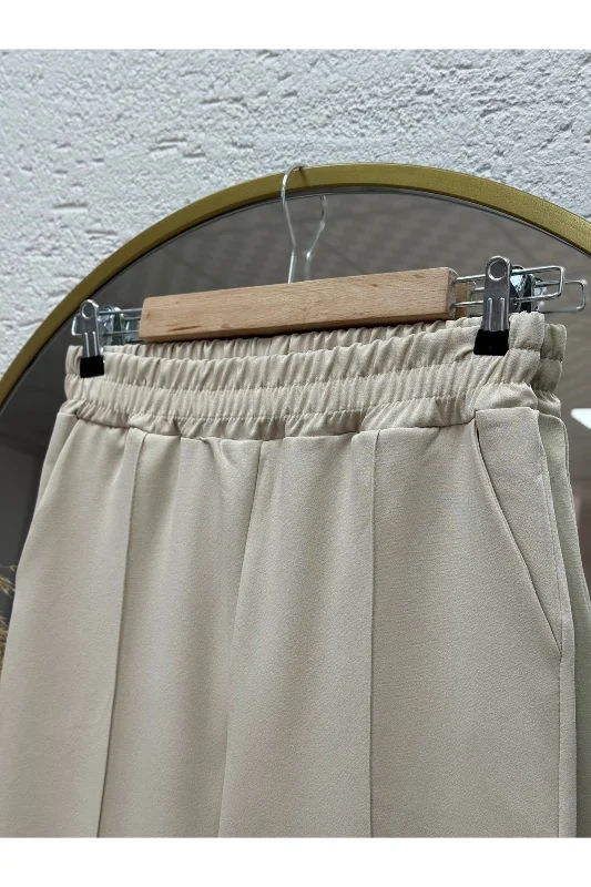 Elanur Çımalı Geniş Paça Pantolon-MT4722 Taş – 3. görsel