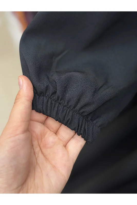 Kadın Tesettür Bolerolu Elbise -liyan Beli Lastikli Yelekli Dabıl Elbise-mf1750 Siyah – 3. görsel