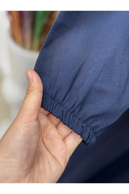 Kadın Tesettür Bolerolu Elbise -liyan Beli Lastikli Yelekli Dabıl Elbise-mf1750 Lacivert – 3. görsel