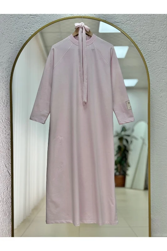 Amine Kolu Etiket Detaylı Elbise-EU2400 Pembe – 2. görsel