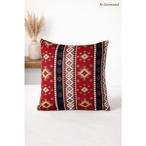 45 x 45 cm Fermuarlı Kilim Desenli Kırlent Kılıfı