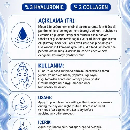 Moonlife - Hyaluronic Serum 30 Ml (%3 Hyaluronic Acid & %2 Kolajen) – 3. görsel