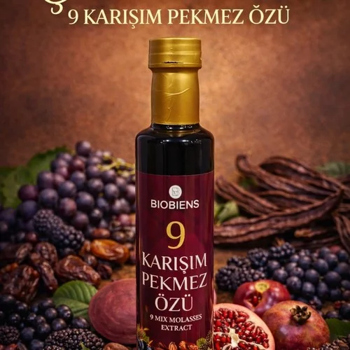 9 Karışım Pekmez Özü 330 Gr (Keçiboynuzu, Üzüm, Karadut, Nar, Kara Üzüm, Hurma, Pancar, Andız, Dut)
