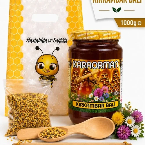 Karaorman Kırkambar Balı 1000g | Tahta Kaşık ve Polen Hediye