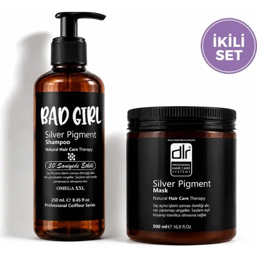 Bad Girl Silver Pigment Şampuan & DLR Silver Pigment Saç Maskesi | Boyalı ve Röfleli Saçlar İçin Özel Olarak Geliştirilmiş