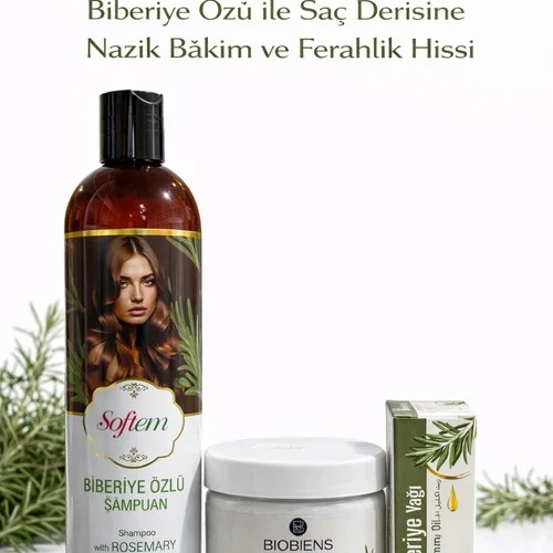 ÇareBurada Biberiye Özlü Şampuan 400 ml + Bıobıens Biberiye Saç Maskesi 250 ml + Biberiye Yağı 20 ml – 2. görsel