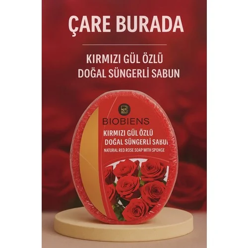 Biobiens - Kırmızı Gül Özlü Doğal Süngerli Sabun 135 gr