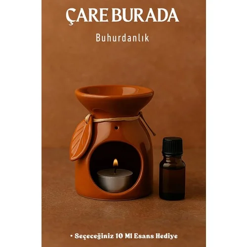 Kahverengi Yapraklı Buhurdanlık (Seçeceğiniz 10 Ml Esans Hediye)