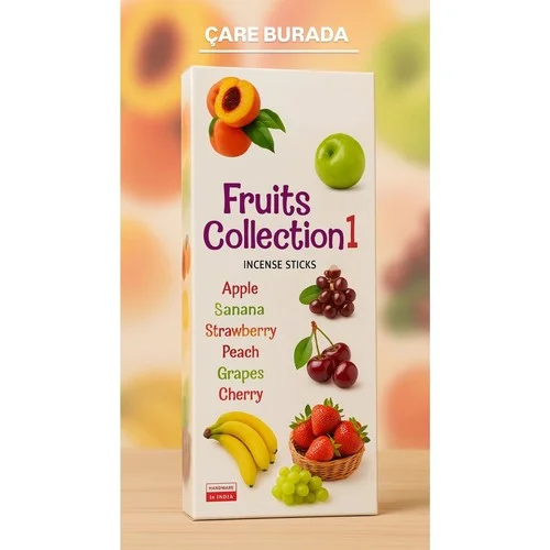 Darshan Incense - Fruits Collection 20'li Çubuk Tütsü (Çilek & Muz & Elma & Üzüm & Kiraz & Şeftali)