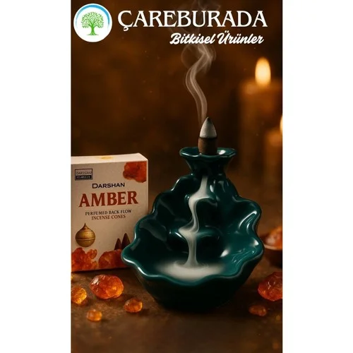 Darshan Amber Geri Akış Tütsüsü + Yaprak Şelale Seramik Tütsülük