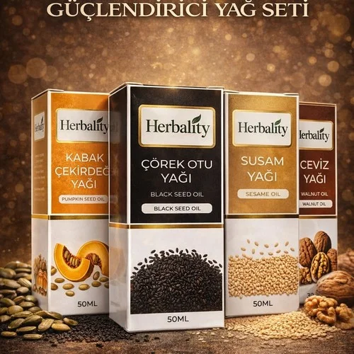 Saç Kökü Besleyici ve Güçlendirici Yağ Seti (Kabak Çekirdeği Yağı & Susam Yağı & Çörek Otu Yağı & Ceviz Yağı)