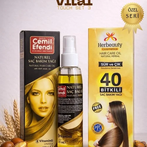 ÇareBurada Vital Touch Set 2 - CemilEfendi Saç Bakım Yağı 125 ml +Herbeauty 40 Bitkili Saç Bakım Yağı Durulanmayan